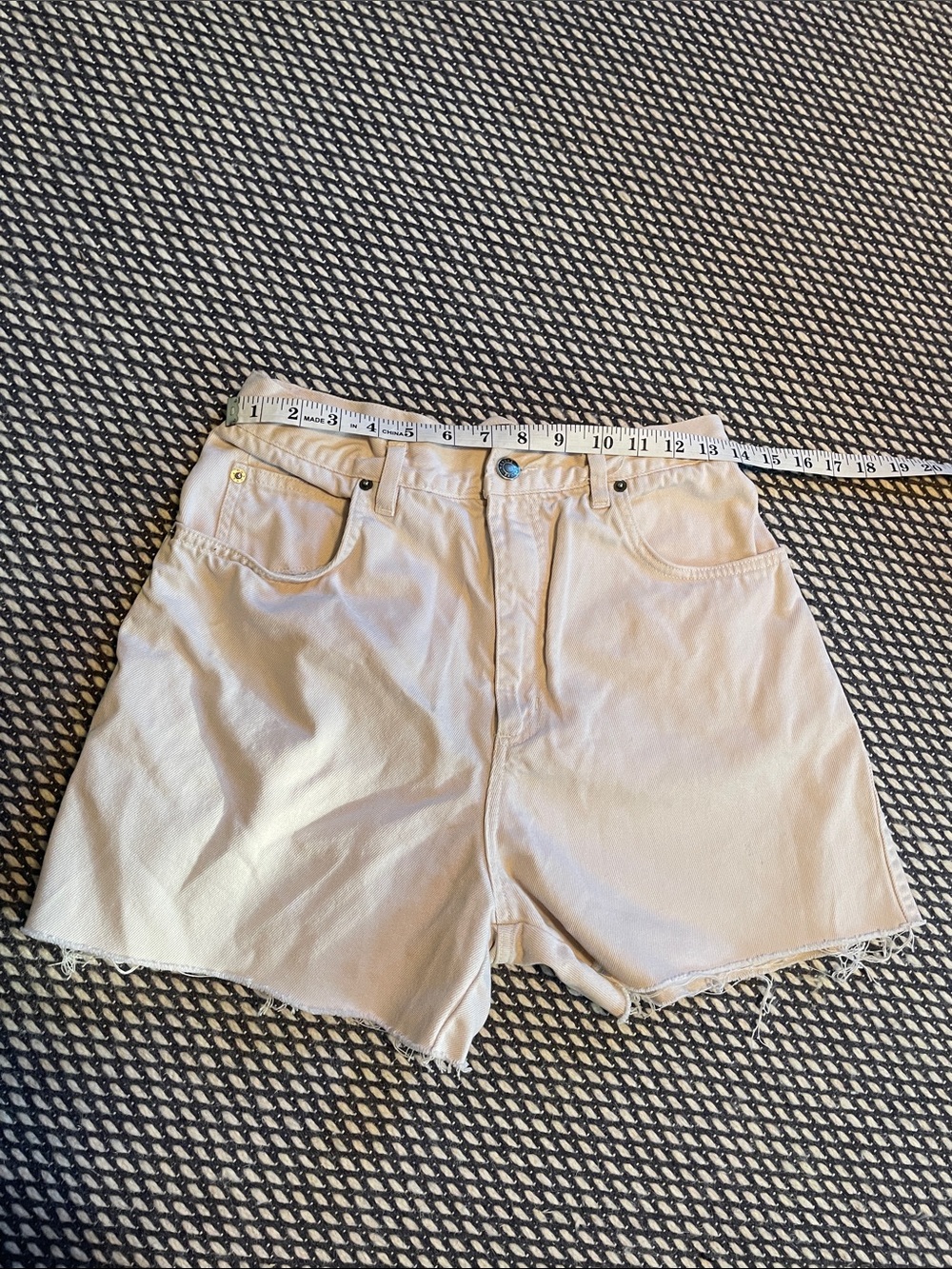 Hand stitched quilt patched denim shorts - Picture 6 of 10